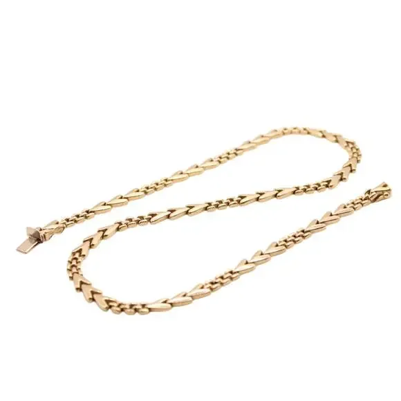 14kt Yellow Gold Chevron Panther Chain Link Statement Collar Necklace - Picture 4 of 6